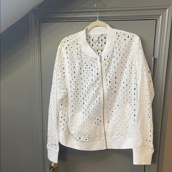 Boutique 9 Jackets & Blazers - Boutique 9 White Eyelet Bomber Jacket